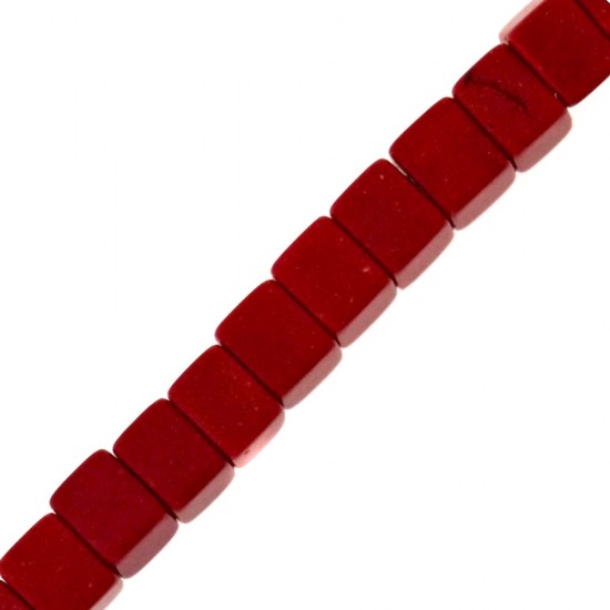 HOWLITE CUBE BEADS 4mm ~40cm RED