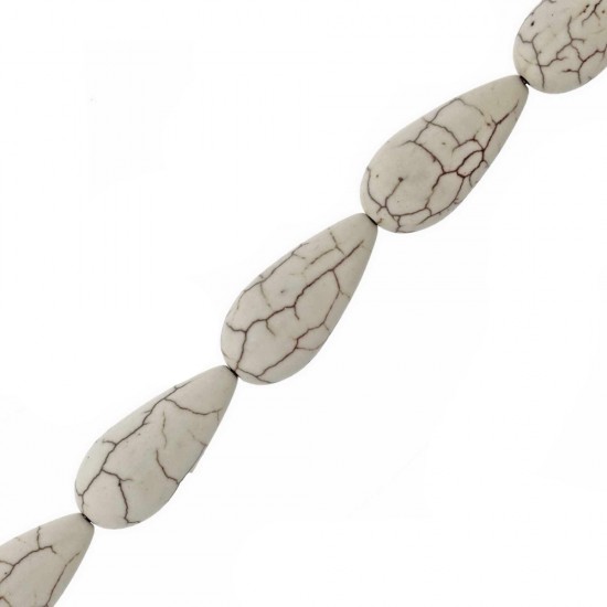 HOWLITE PEARSHAPED CRACLE BEADS 10x25mm ~40cm