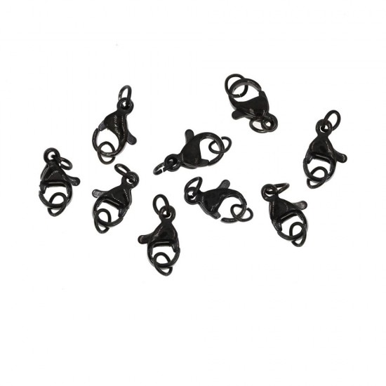 STEEL LOBSTER CLAW CLASP WITH HOOP 9mm BLACK
