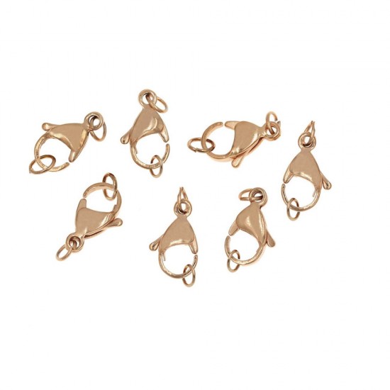 STEEL LOBSTER CLAW CLASP WITH HOOP 12mm ROSE GOLD PLATED