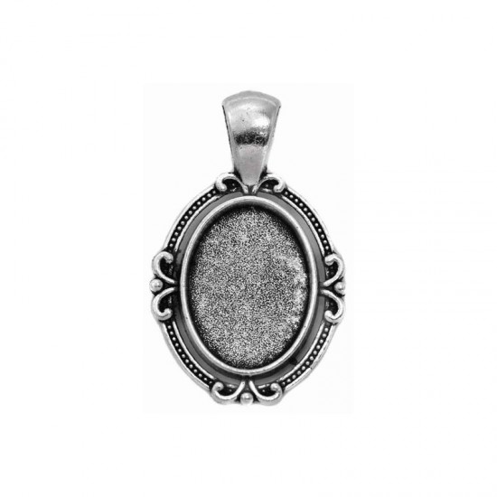 CASTING OVAL PENDANT CUP 13X18mm ANTIQUE SILVER PLATED