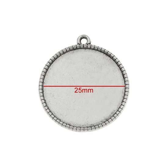 CASTING ROUND PENDANT CUP 25mm ANTIQUE SILVER PLATED