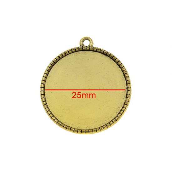 CASTING ROUND PENDANT CUP 25mm ANTIQUE GOLD PLATED
