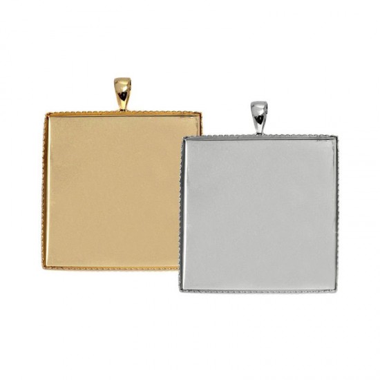 BRASS CASTING RECTANGLE PENDANT CUP 25x25mm