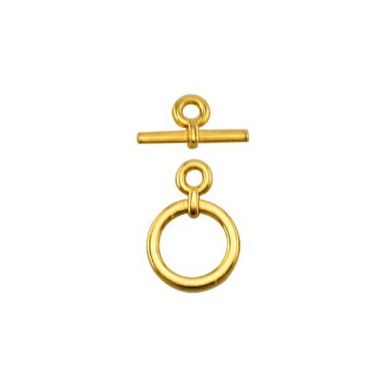 METALLIC T-CLASP ROUND 14mm GOLD PLATED