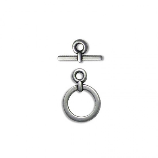 METALLIC T-CLASP ROUND 14mm SILVER PLATED