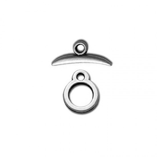 METALLIC T-CLASP ROUND 12mm SILVER PLATED