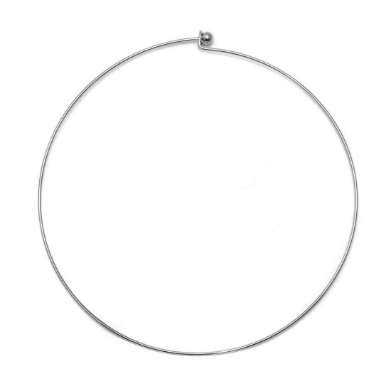 STAINLESS STEEL COLLAR NECKLACE 42cm-THICKNESS 1,5mm-SCREW BALL CLASP 8mm