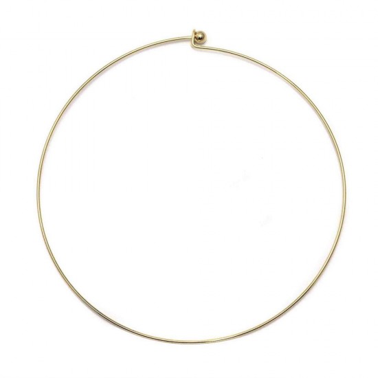 STAINLESS STEEL COLLAR NECKLACE 42cm-THICKNESS 1,5mm-SCREW BALL CLASP 8mm GOLD PLATED