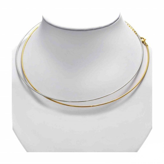STAINLESS STEEL COLLAR NECKLACE 40cm-THICKNESS 1,5mm-WITH CLASP AND SMALL CHAIN
