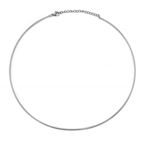 STAINLESS STEEL COLLAR NECKLACE 40cm-THICKNESS 1,5mm-WITH CLASP AND SMALL CHAIN