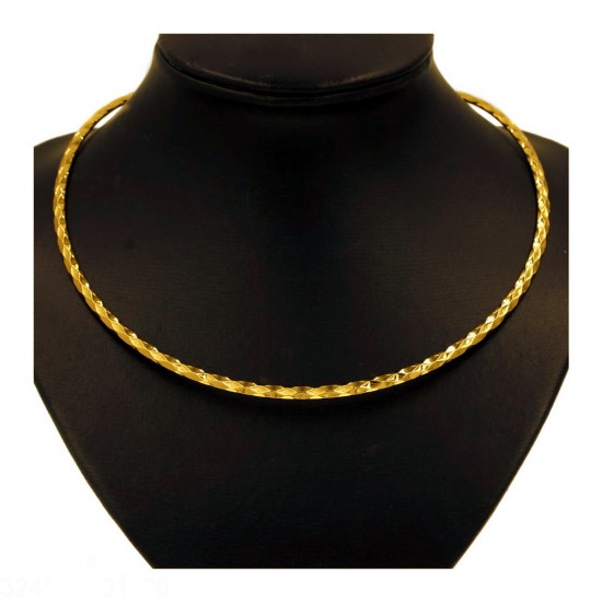 STAINLESS STEEL HAMMERED COLLAR NECKLACE OPEN, THICKNESS 4mm GOLD PLATED