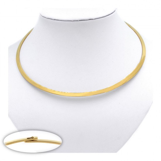 STAINLESS STEEL FLAT COLLAR NECKLACE THICKNESS 4mm GOLD PLATED