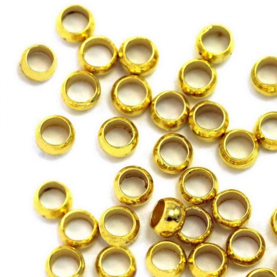 BRASS CRIMP BEADS GOLD PLATED 3mm (PACK OF 500 PIECES)