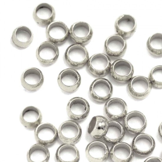 BRASS CRIMP BEADS SILVER PLATED 3mm (PACK OF 500 PIECES)