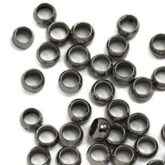 BRASS CRIMP BEADS BLACK NIKEL 3mm (PACK OF 500 PIECES)
