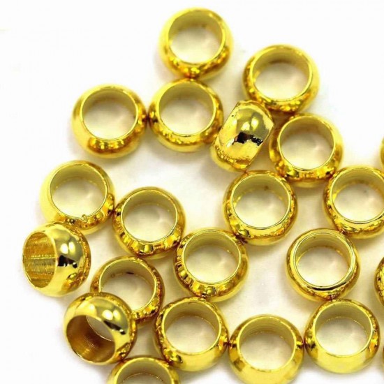 BRASS CRIMP BEADS GOLD PLATED 4mm (PACK OF 100 PIECES)