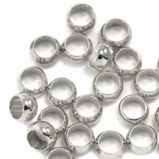 BRASS CRIMP BEADS SILVER PLATED 4mm (PACK OF 100 PIECES)