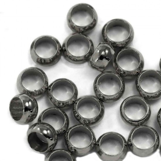 BRASS CRIMP BEADS BLACK NIKEL 4mm (PACK OF 100 PIECES)