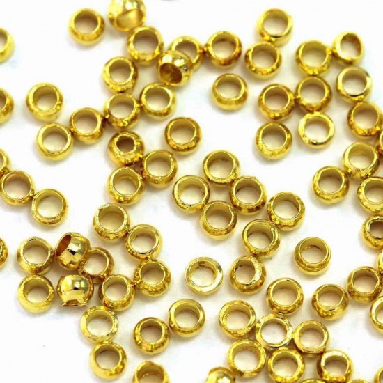 BRASS CRIMP BEADS GOLD PLATED 2mm (PACK OF 500 PIECES)
