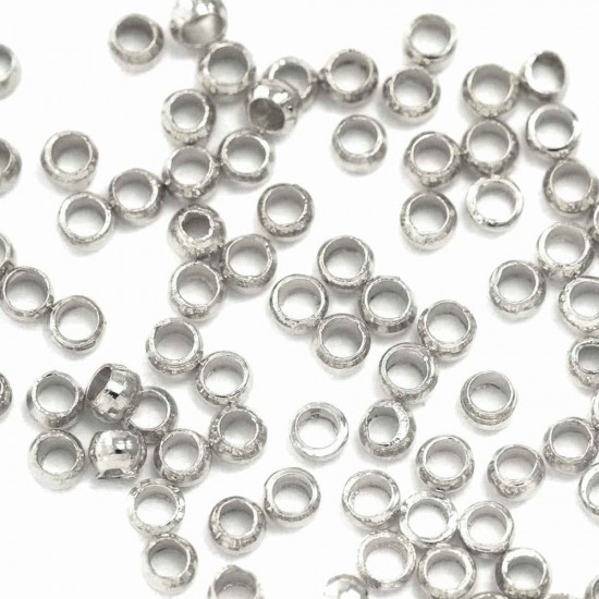 BRASS CRIMP BEADS SILVER PLATED 2mm (PACK OF 500 PIECES)