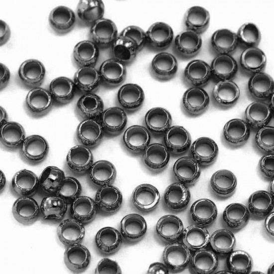 BRASS CRIMP BEADS BLACK NIKEL 2mm (PACK OF 500 PIECES)