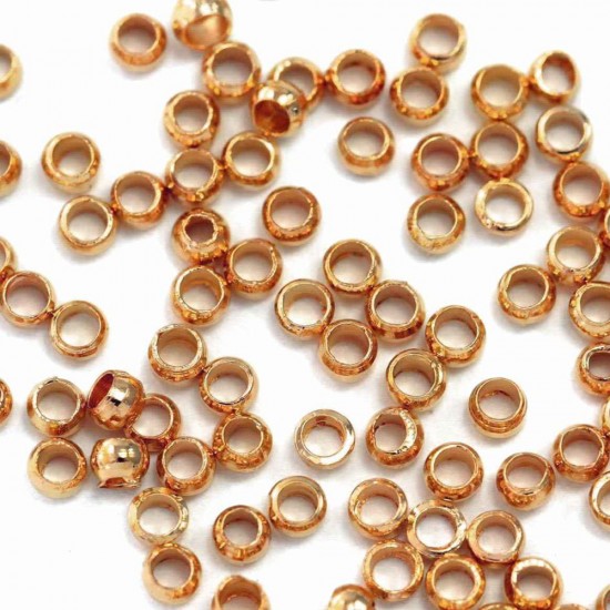 BRASS CRIMP BEADS ROSE GOLD PLATED 2mm (PACK OF 500 PIECES)