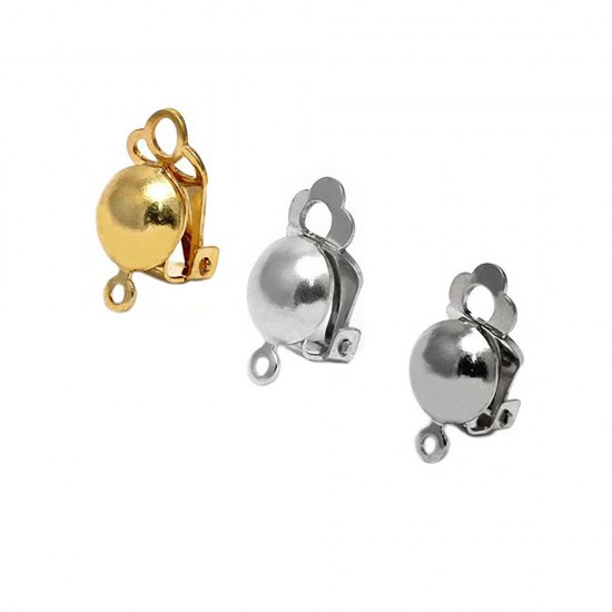 BRASS CLIP-ON EARRING WITH LOOP 8mm