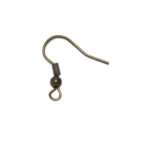 BRASS EARRING HOOK WITH COIL AND BALL 18-20mm BRONZE PLATED