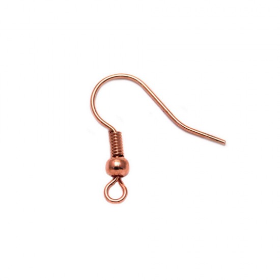 BRASS EARRING HOOK WITH COIL AND BALL 18-20mm ROSE GOLD PLATED
