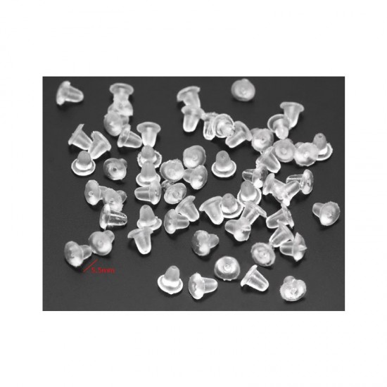 SILICON EARRING CLASP 5.5mm (PACK 50 or 100 PAIRS)