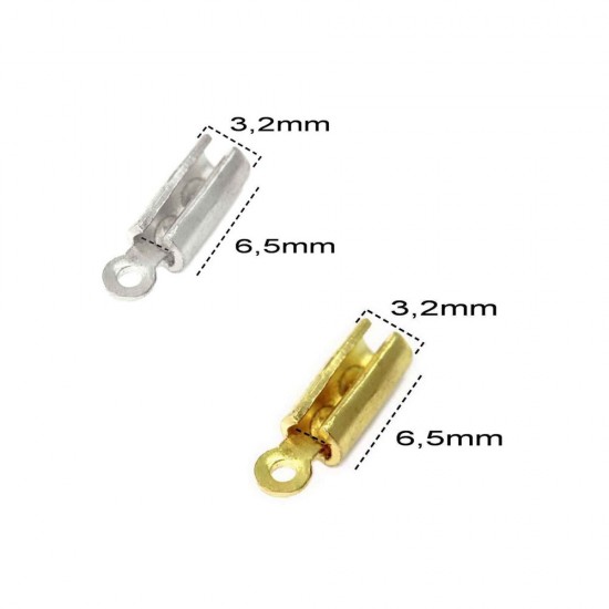 BRASS TERMINAL FOR CORD 2mm (PACK OF 10 PAIRS)