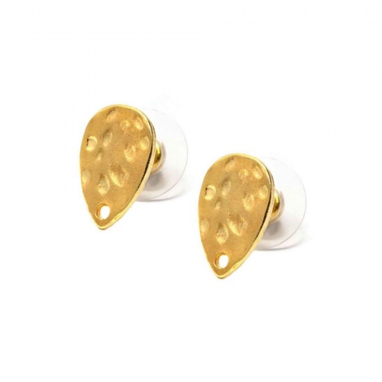 CASTING EARSTUD PEARSHAPE WITH HOLE 12x17mm GOLD PLATED