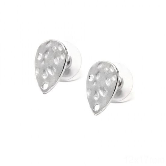 CASTING EARSTUD PEARSHAPE WITH HOLE 12x17mm SILVER PLATED