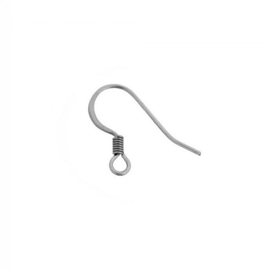 STAINLESS STEEL EARRING HOOK WITH COIL 16mm SILVER