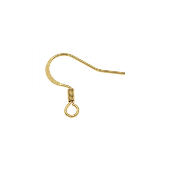 STAINLESS STEEL EARRING HOOK WITH COIL 16mm GOLD PLATED