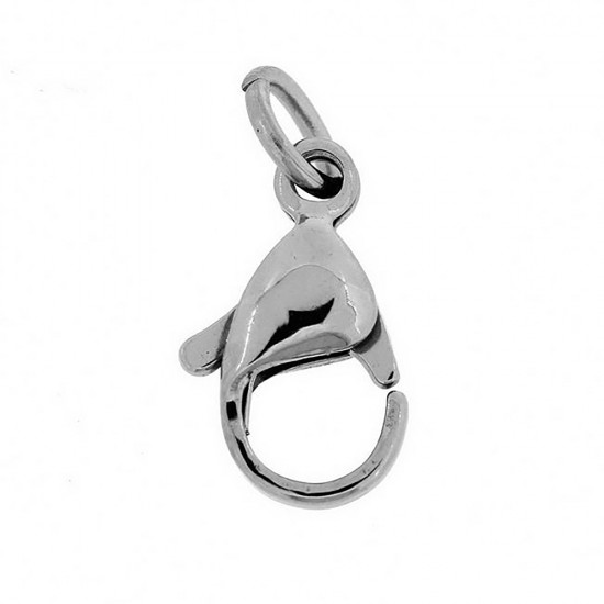 STEEL LOBSTER CLAW CLASP WITH HOOP 10mm