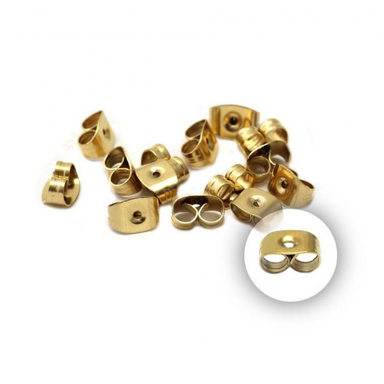 STAINLESS STEEL EARRING CLASP 6x4,5mm GOLD PLATED