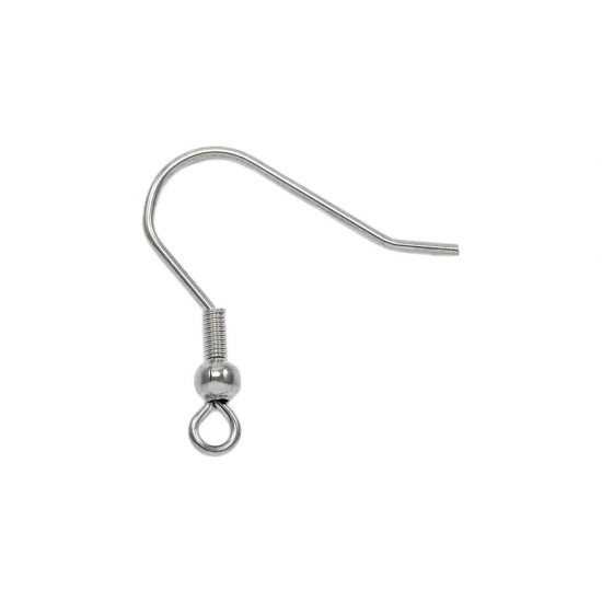 STAINLESS STEEL EARRING HOOK WITH COIL AND BALL 20mm