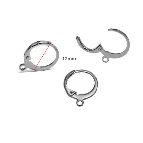 STAINLESS STEEL LEVERBACK EAR WIRE HOOK 12mm WITH HOOP