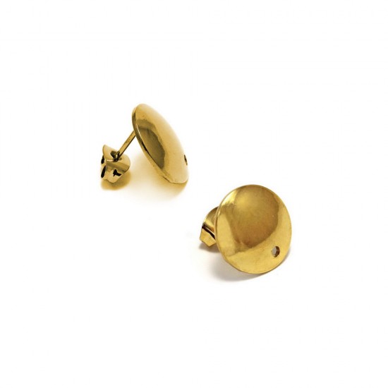 STAINLESS STEEL CURVED EARSTUD BASE 13mm GOLD PLATED