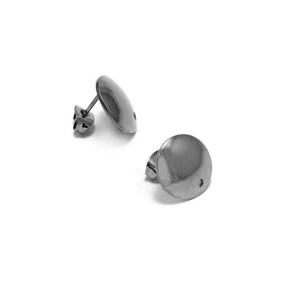 STAINLESS STEEL CURVED EARSTUD BASE 13mm SILVER