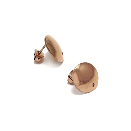 STAINLESS STEEL CURVED EARSTUD BASE 13mm ROSE GOLD PLATED