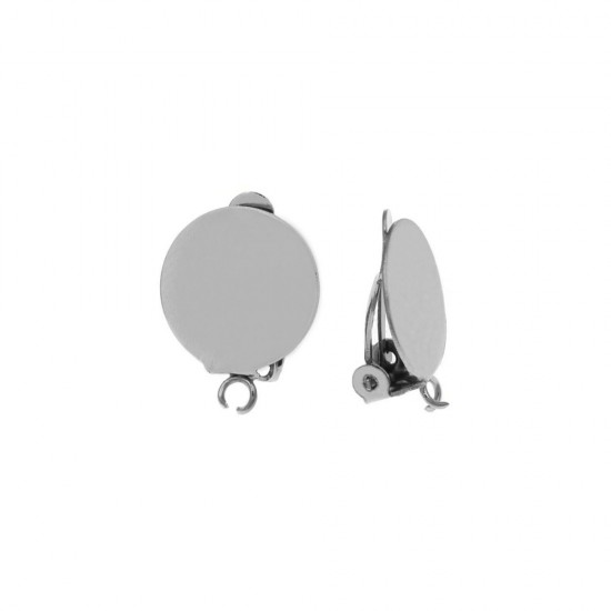 STAINLESS STEEL CLIP-ON EARRING WITH 14mm PLATE
