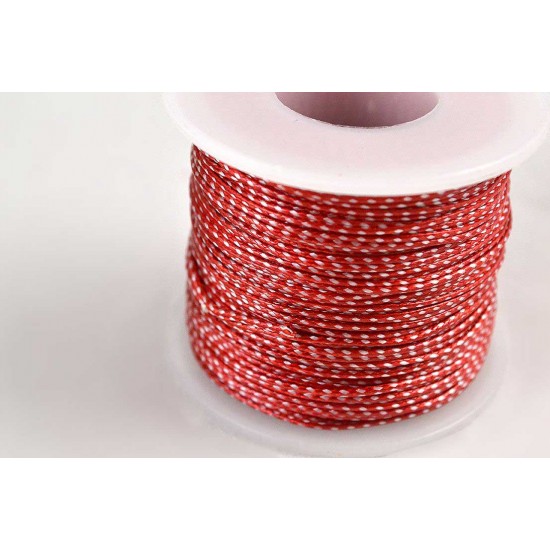 POLYESTER CORD RED-WHITE 0,8mm 50 meters